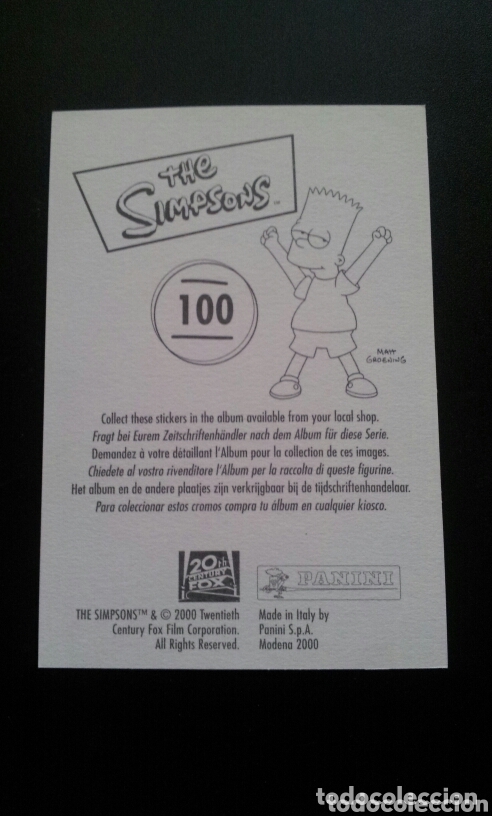 Coleccionismo cromos antiguos: CROMO - N&deg; 100 - THE SIMPSONS - PANINI - A&Ntilde;O 2000 - Foto 2