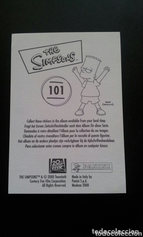 Coleccionismo cromos antiguos: CROMO - N&deg; 101 - THE SIMPSONS - PANINI - A&Ntilde;O 2000 - Foto 2