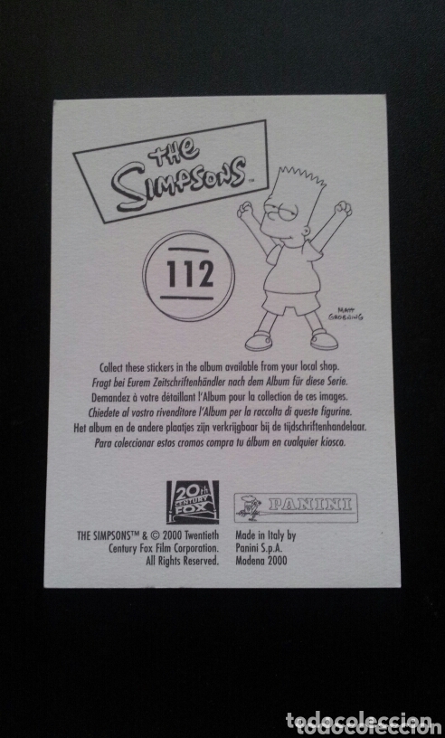 Coleccionismo cromos antiguos: CROMO - N&deg; 112 - THE SIMPSONS - PANINI - A&Ntilde;O 2000 - Foto 2