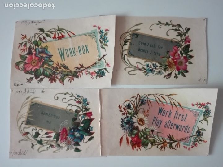 Coleccionismo cromos antiguos: Cuatro cromos litograf&iacute;as antiguas