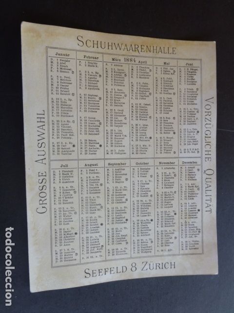 Coleccionismo cromos antiguos: CALENDARIO 1884 PUBLICIDAD - Foto 2