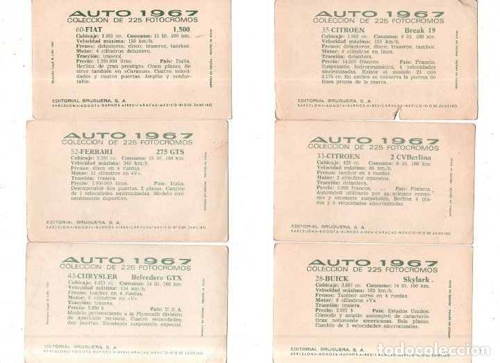 Coleccionismo Cromos antiguos: CROMOS AUTO 1967. LOTE DE 63 CROMOS. BRUGUERA. DIFERENTES. NUNCA PEGADOS. VER. - Foto 5 - 175024858