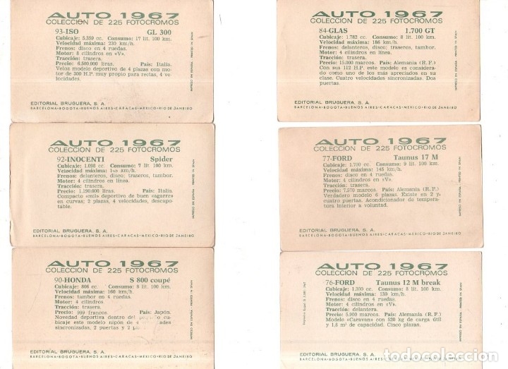 Coleccionismo Cromos antiguos: CROMOS AUTO 1967. LOTE DE 63 CROMOS. BRUGUERA. DIFERENTES. NUNCA PEGADOS. VER. - Foto 9 - 175024858