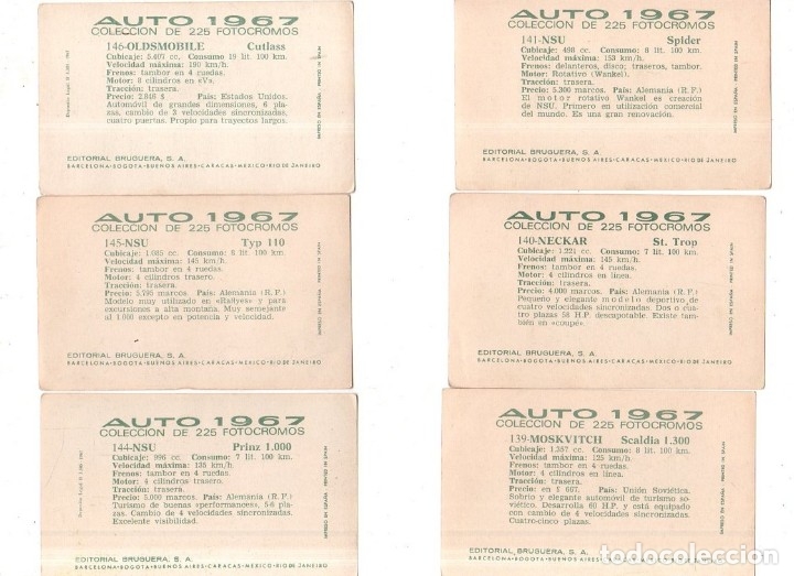 Coleccionismo Cromos antiguos: CROMOS AUTO 1967. LOTE DE 63 CROMOS. BRUGUERA. DIFERENTES. NUNCA PEGADOS. VER. - Foto 15 - 175024858