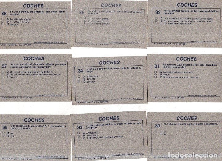 Coleccionismo Cromos antiguos: CROMOS COCHES 1986. LOTE DE 123 CROMOS. EDICIONES UNIDAS. DIFERENTES. NUNCA PEGADOS. VER FOTOS. - Foto 5 - 175093497