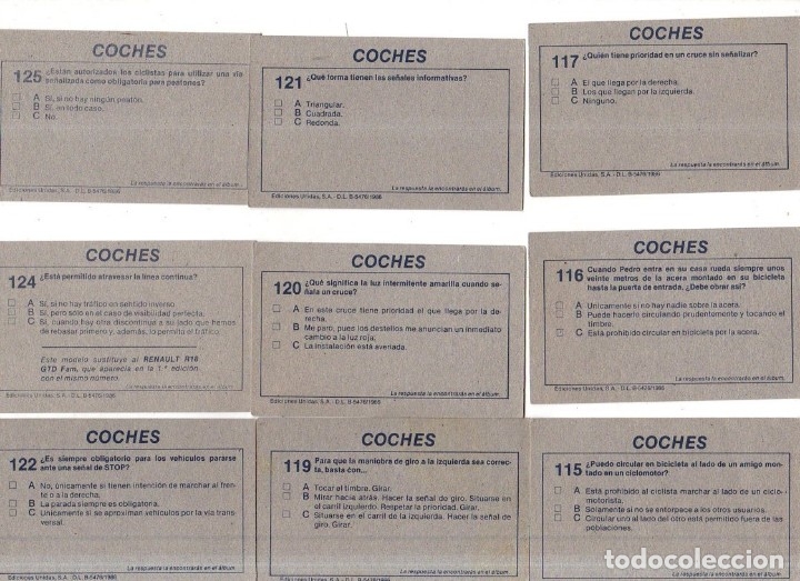 Coleccionismo Cromos antiguos: CROMOS COCHES 1986. LOTE DE 123 CROMOS. EDICIONES UNIDAS. DIFERENTES. NUNCA PEGADOS. VER FOTOS. - Foto 23 - 175093497