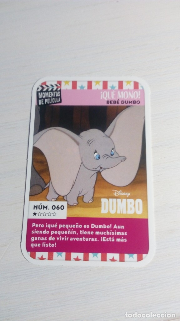 Coleccionismo Cromos antiguos: NUMERO 60 DUMBO MOMENTOS DE PEL&Iacute;CULA DISNEY CARREFOUR EN PERFECTO ESTADO NO PANINI