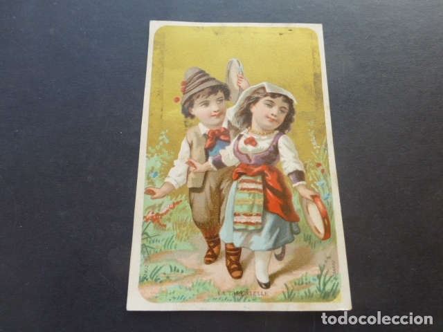 Collectable Antique Stickers: CAMPESINOS BAILANDO CROMO SIGLO XIX