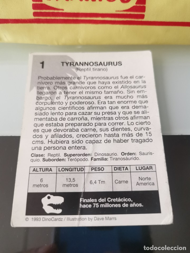 Coleccionismo cromos antiguos: CROMO DINOSAURIOS DINOCARDZ N&ordm; 1 - Foto 2