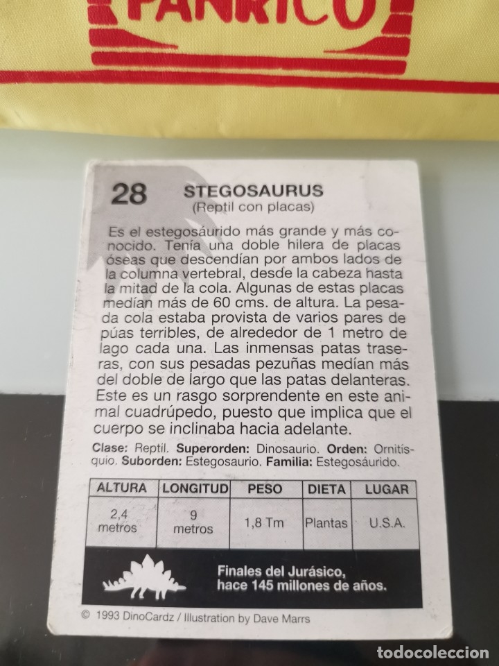 Coleccionismo cromos antiguos: CROMO DINOSAURIOS DINOCARDZ N&ordm; 28 - Foto 2