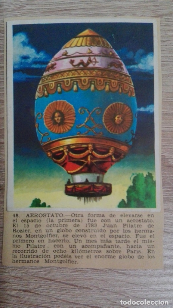Sammeln alte Sammelbilder: CROMO N&ordm; 48 AEROSTATO-&Aacute;LBUM MAGA-A&Ntilde;O 1967-LA NATURALEZA Y EL HOMBRE.