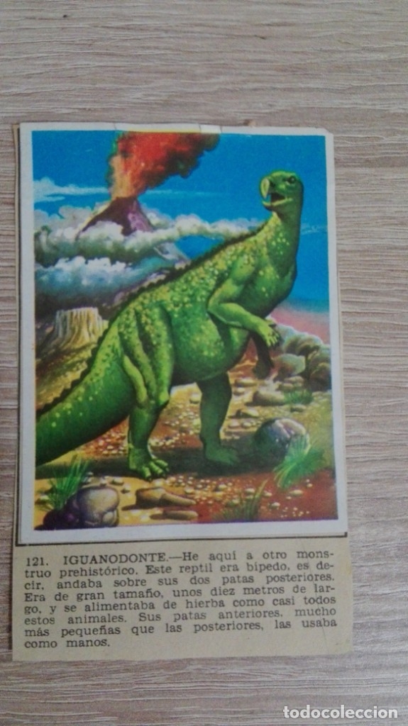 Colecionismo Cromos antigos: CROMO N&ordm; 121 IGUANODONTE-&Aacute;LBUM MAGA-A&Ntilde;O 1967-LA NATURALEZA Y EL HOMBRE.