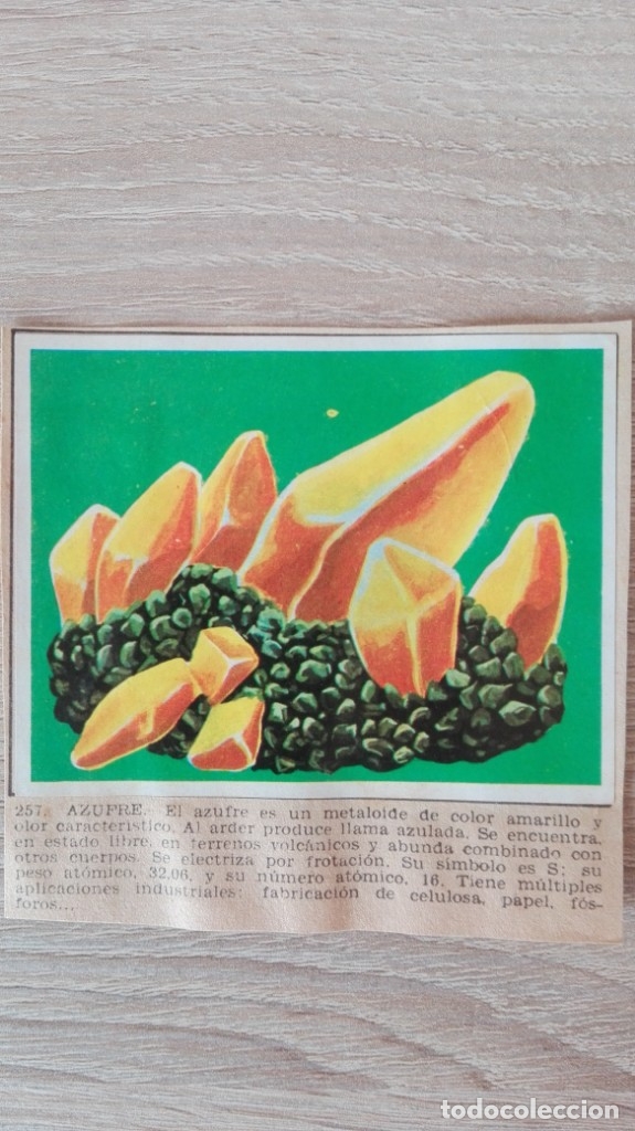 Colecionismo Cromos antigos: CROMO N&ordm; 257 AZ&Uacute;FRE-&Aacute;LBUM MAGA-A&Ntilde;O 1967-LA NATURALEZA Y EL HOMBRE.