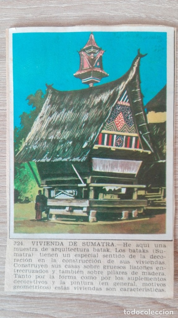 Sammeln alte Sammelbilder: CROMO N&ordm; 324 VIVIENDA DE SUMATRA-&Aacute;LBUM MAGA-A&Ntilde;O 1967-LA NATURALEZA Y EL HOMBRE.