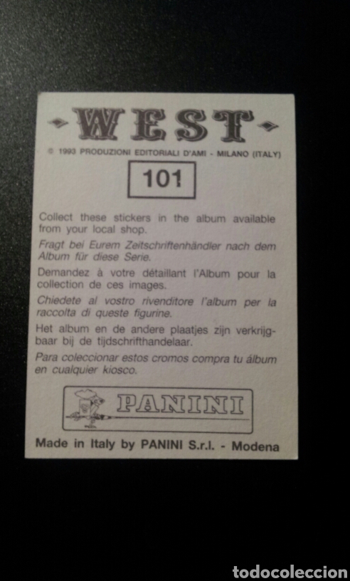 Coleccionismo cromos antiguos: CROMO - WEST - N&deg; 101 - PANINI - A&Ntilde;O 1993 - Foto 2