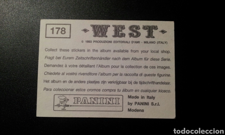 Coleccionismo cromos antiguos: CROMO - WEST - N&deg; 178 - PANINI - A&Ntilde;O 1993 - Foto 2