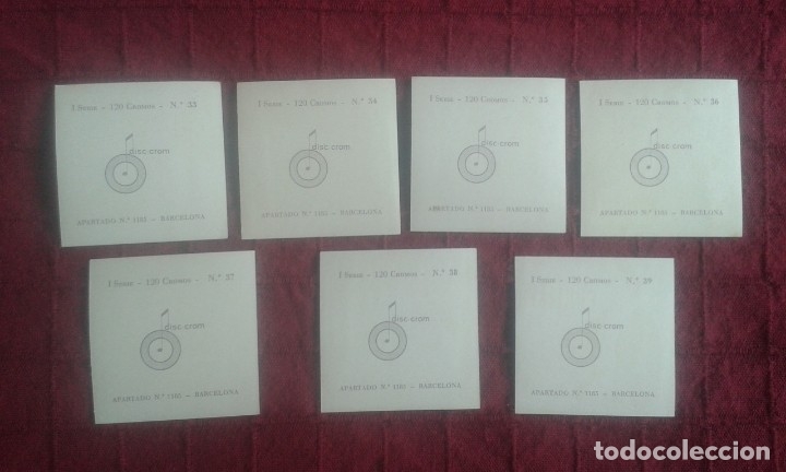 Coleccionismo cromos antiguos: LOTE DE 7 CROMOS DISC CROM. NUMEROS DEL 33 AL 39. - Foto 2