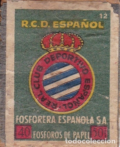 Coleccionismo cromos antiguos: R.C.D. Espa&ntilde;ol de Barcelona fosforeda espa&ntilde;ola cromo de cerillas