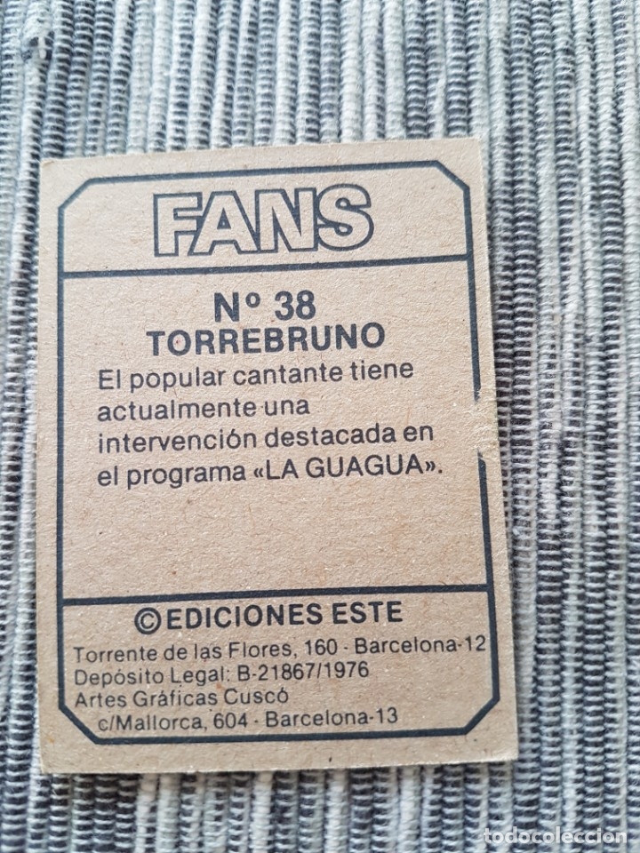 Coleccionismo cromos antiguos: FANS N&ordm; 38 TORREBRUNO SIN PEGAR - Foto 2