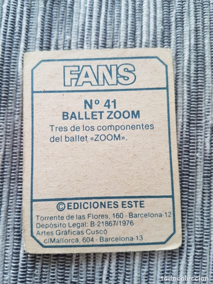 Coleccionismo cromos antiguos: FANS N&ordm; 41 BALLET ZOOM SIN PEGAR - Foto 2
