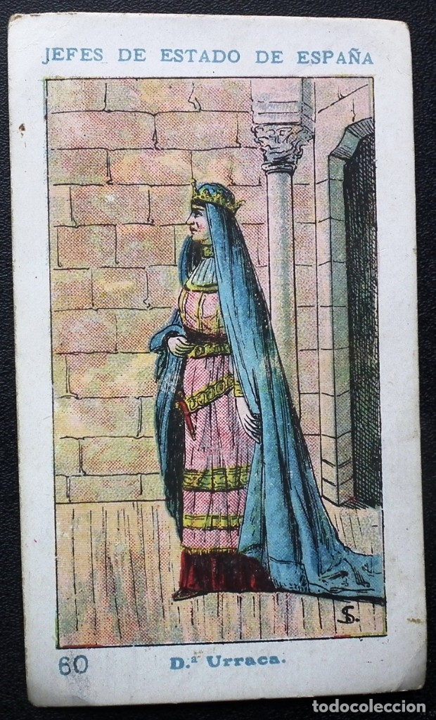 Coleccionismo Cromos antiguos: CROMO N&ordm; 60 JEFES DE ESTADO DE ESPA&Ntilde;A - REYES DE CASTILLA Y LE&Oacute;N: DO&Ntilde;A URRACA DE CHOCOLATES AMATLLER