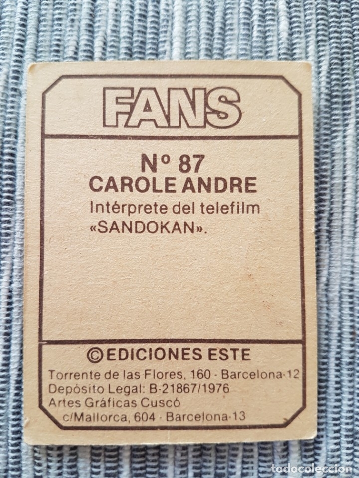 Coleccionismo cromos antiguos: FANS N&ordm; 87 CAROLE ANDRE SIN PEGAR - Foto 2