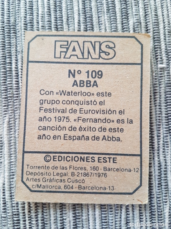 Coleccionismo cromos antiguos: FANS N&ordm; 109 ABBA SIN PEGAR - Foto 2