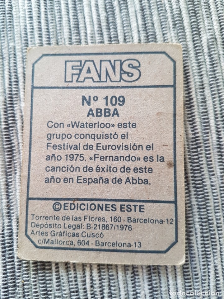 Coleccionismo cromos antiguos: FANS N&ordm; 109 ABBA SIN PEGAR - Foto 2