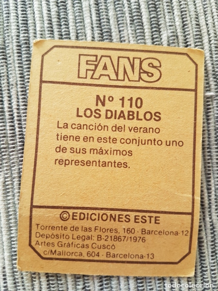 Coleccionismo cromos antiguos: FANS N&ordm; 110 LOS DIABLOS SIN PEGAR - Foto 2