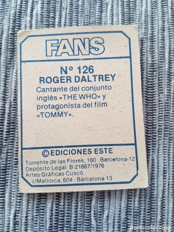Coleccionismo cromos antiguos: FANS N&ordm; 126 ROGER DALTREY SIN PEGAR - Foto 2