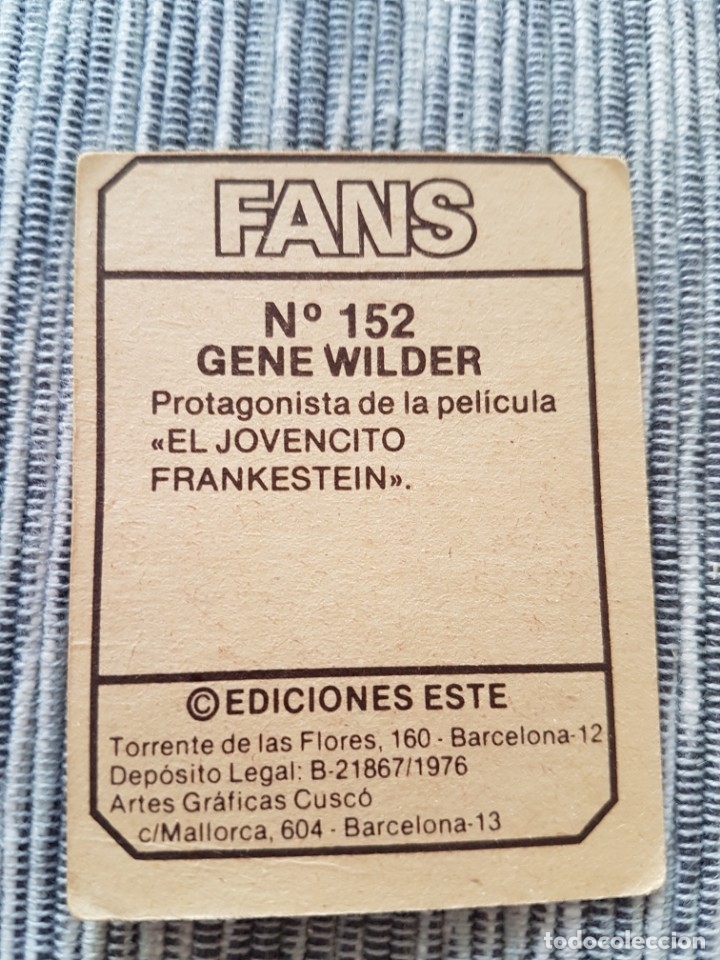 Coleccionismo cromos antiguos: FANS N&ordm; 152 GENE WILDER SIN PEGAR - Foto 2