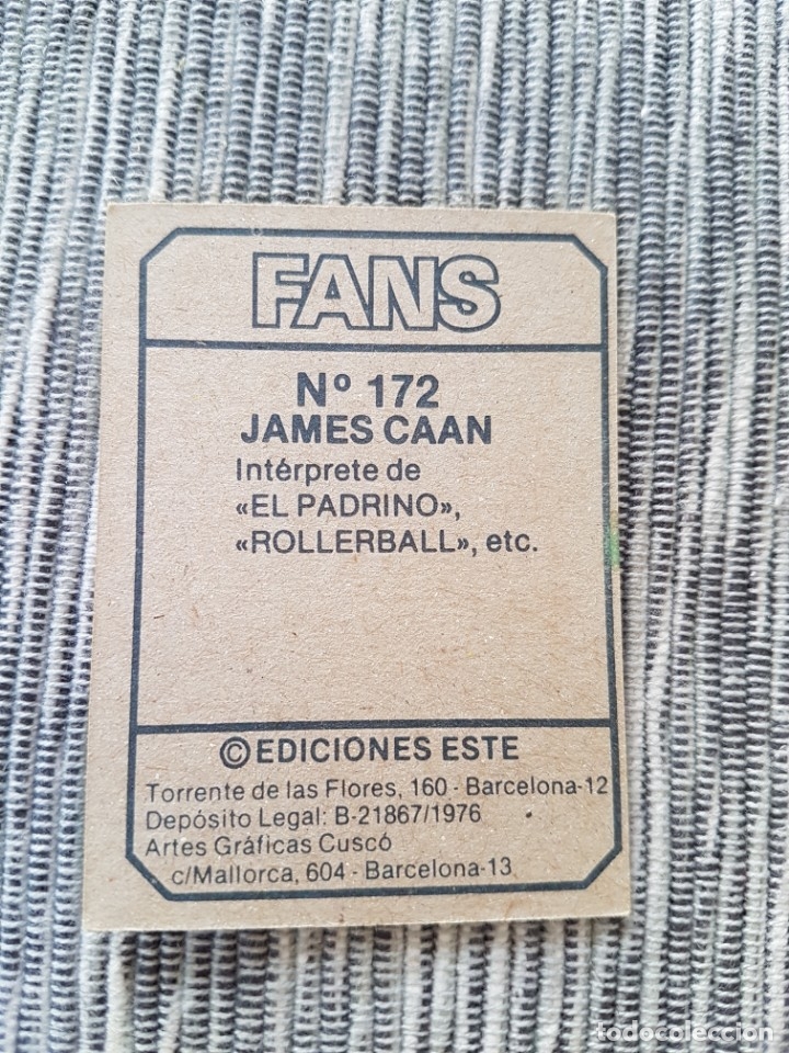 Coleccionismo cromos antiguos: FANS N&ordm; 172 JAMES CAAN SIN PEGAR - Foto 2