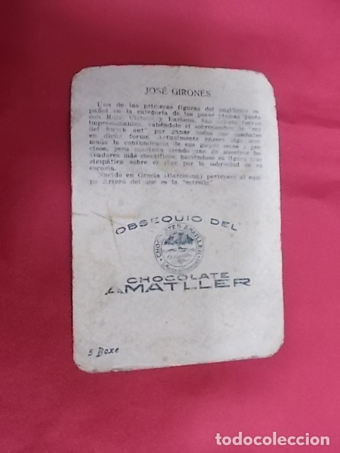 Coleccionismo cromos antiguos: JOSE GIRONES. CROMO N&ordm; 5. BOXEO. CHOCOLATE AMATLLER - Foto 2