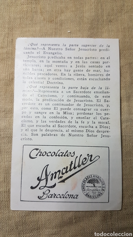 Coleccionismo cromos antiguos: Cromo religioso 5 chocolate amatller - Foto 2