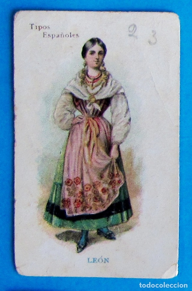 Coleccionismo cromos antiguos: TIPOS ESPA&Ntilde;OLES. MUJER DE LE&Oacute;N. - Foto 1