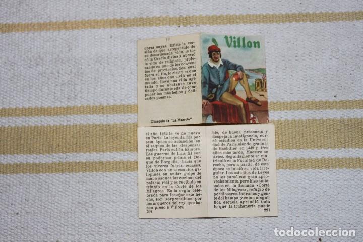 Coleccionismo cromos antiguos: CROMO-LIBRO OBSEQUIO CIGARROS LA MASCOTA: VILLON - Foto 1
