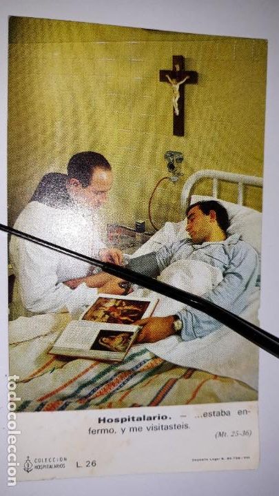 Coleccionismo cromos antiguos: Estampa Colecci&oacute;n Hospitalario Visita enfermo Mateo Secretariado Vocaciones Hermanos San Juan Dios