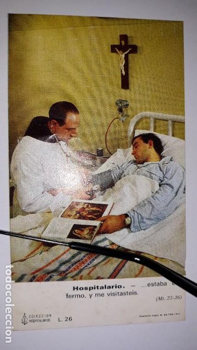 Coleccionismo cromos antiguos: Estampa Colecci&oacute;n Hospitalario Secretariado Vocaciones Hermanos San Juan de Dios Barcelona Enfermo