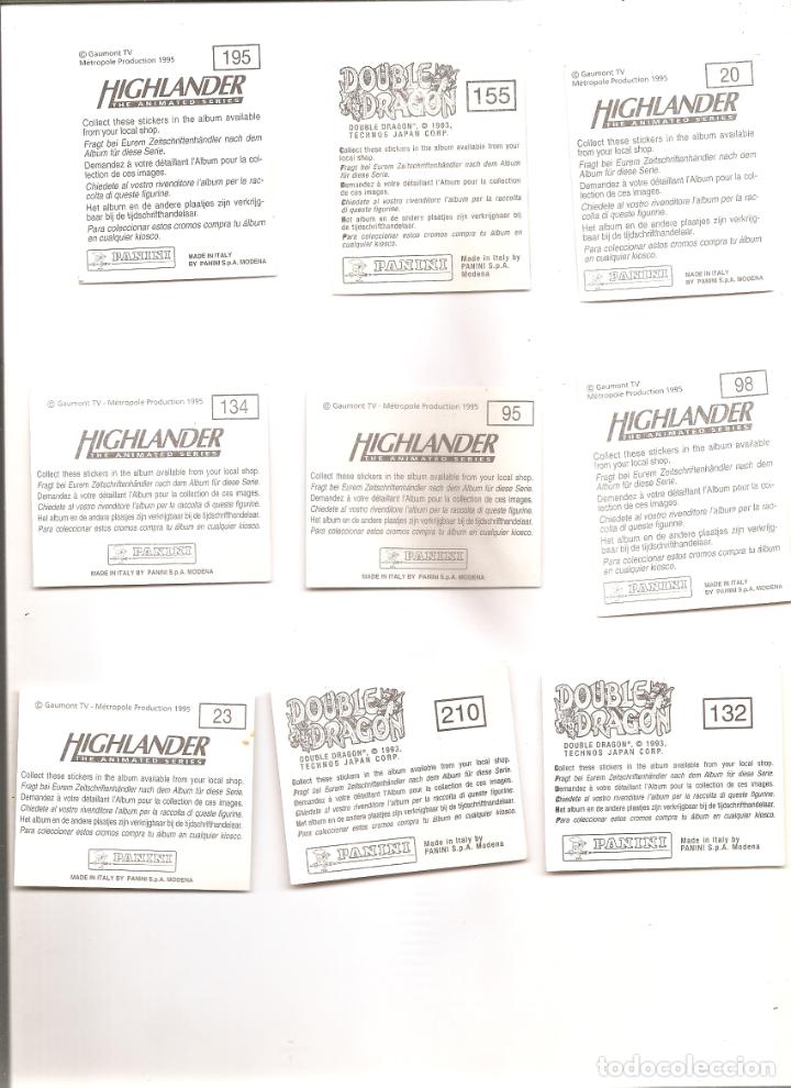 Coleccionismo cromos antiguos: CROMOS VARIOS (9 CROMOS) HIGHLANDER + DOUBLE DRAGON - Foto 2