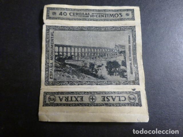 Colecionismo Cromos antigos: SEGOVIA CROMO ENVUELTA CAJA DE CERILLAS SIGLO XIX