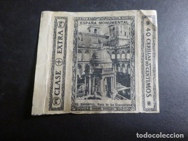 Sammeln alte Sammelbilder: SAN LORENZO DEL ESCORIAL MADRID CROMO ENVUELTA CAJA DE CERILLAS SIGLO XIX