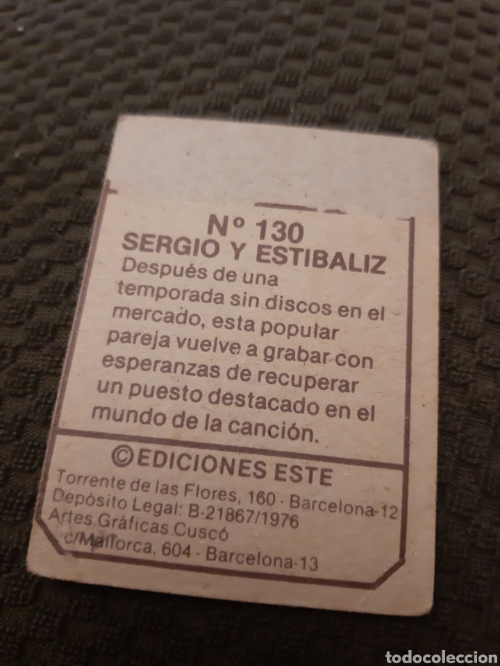 Coleccionismo cromos antiguos: EDICIONES ESTE 130 SERGIO Y ESTIBALIZ FANS - Foto 2