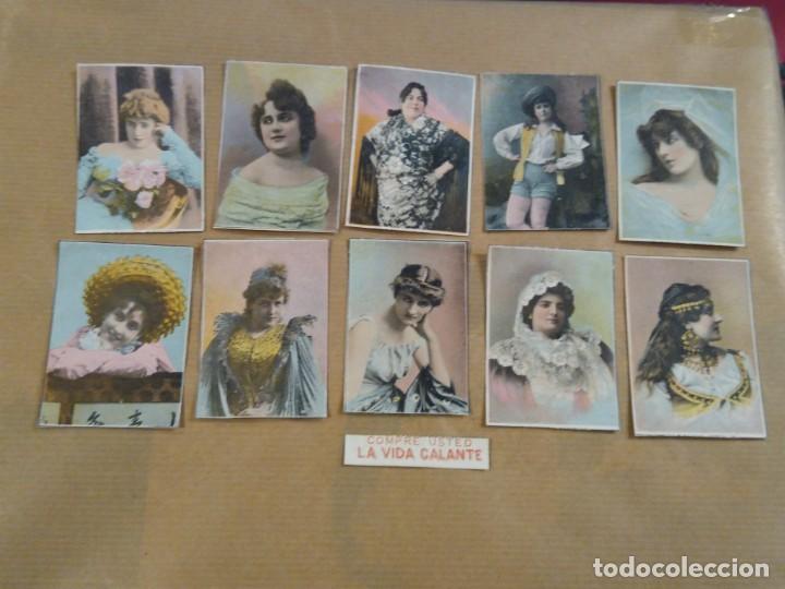 Coleccionismo cromos antiguos: Lote de 10 cromos de mujeres cerillas o similar, relacionados con la revista La Vida Galante.