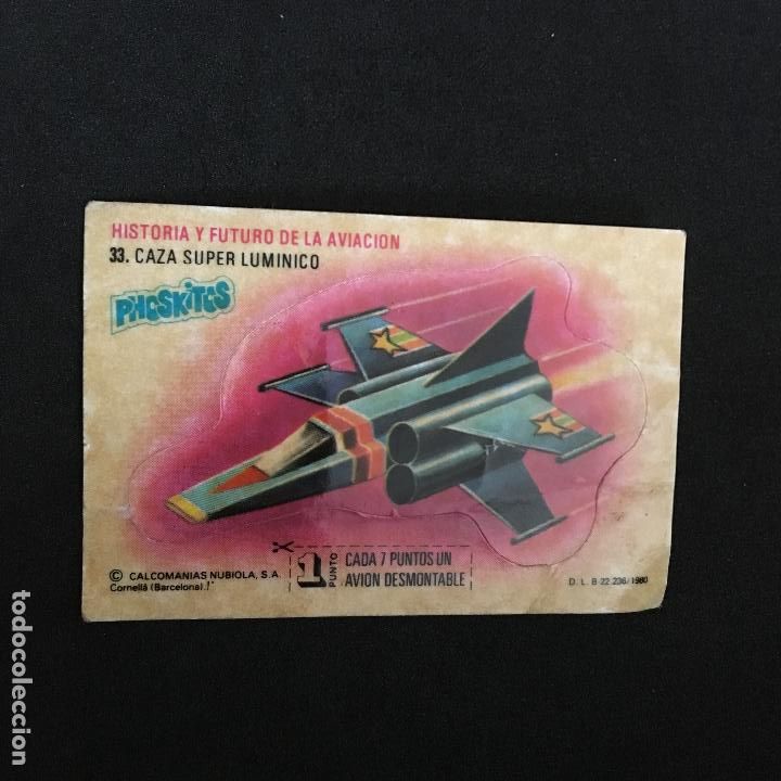 Coleccionismo Cromos antiguos: cromo phoskitos historia y futuro de la aviacion n&ordm; 33 caza super luminico 1980