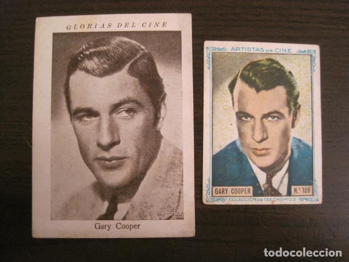 Coleccionismo Cromos antiguos: GARY COOPER-LOTE DE 2 CROMOS ANTIGUOS DE CINE-VER FOTOS-(V-19.248)