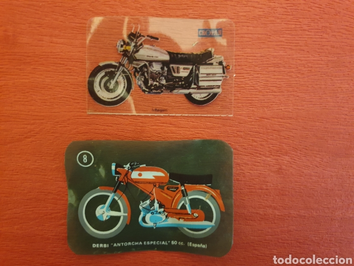Coleccionismo Cromos antiguos: 2 Cromo plastico Cropan Moto