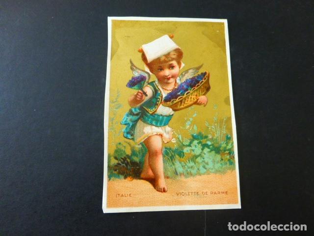 Coleccionismo cromos antiguos: NI&Ntilde;A CON VIOLETAS ANTIGUO CROMO SIGLO XIX
