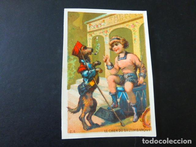Coleccionismo cromos antiguos: EL PERRO DEL SALTINBANQUI ANTIGUO CROMO SIGLO XIX