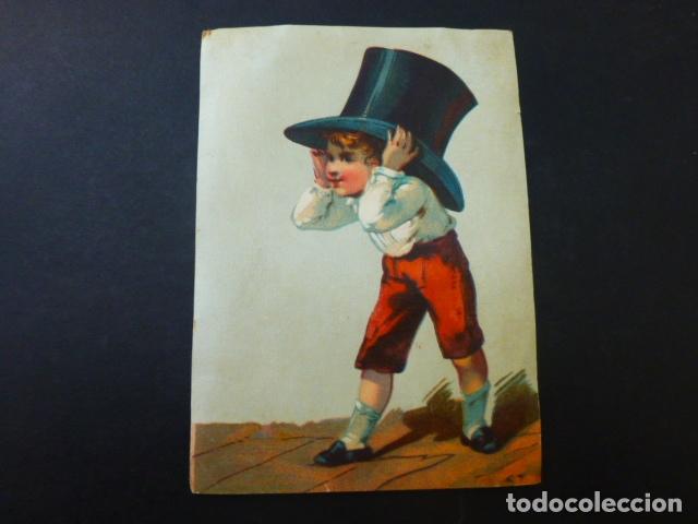 Colecionismo Cromos antigos: NI&Ntilde;O CON SOMBRERO ANTIGUO CROMO SIGLO XIX