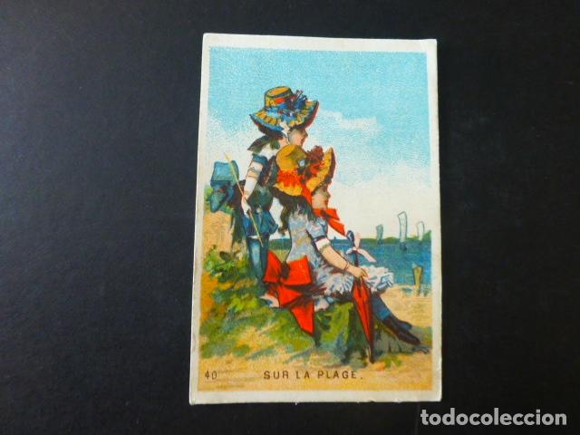 Colecionismo Cromos antigos: EN LA PLAYA ANTIGUO CROMO SIGLO XIX